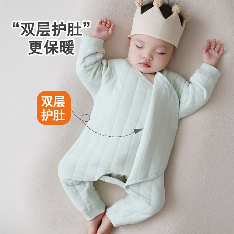 Infant Romper Thermal Spring and Autumn Cotton-Lined Winter Wear, Newborn Baby Clothes Autumn Romper Thickened for Autumn and Winter