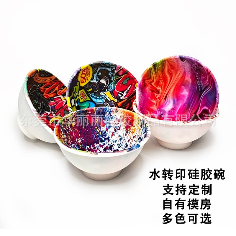 Water transfer printing silicone bowl 15g tobacco box silicone cigarette cream box smoking set factory ready food grade