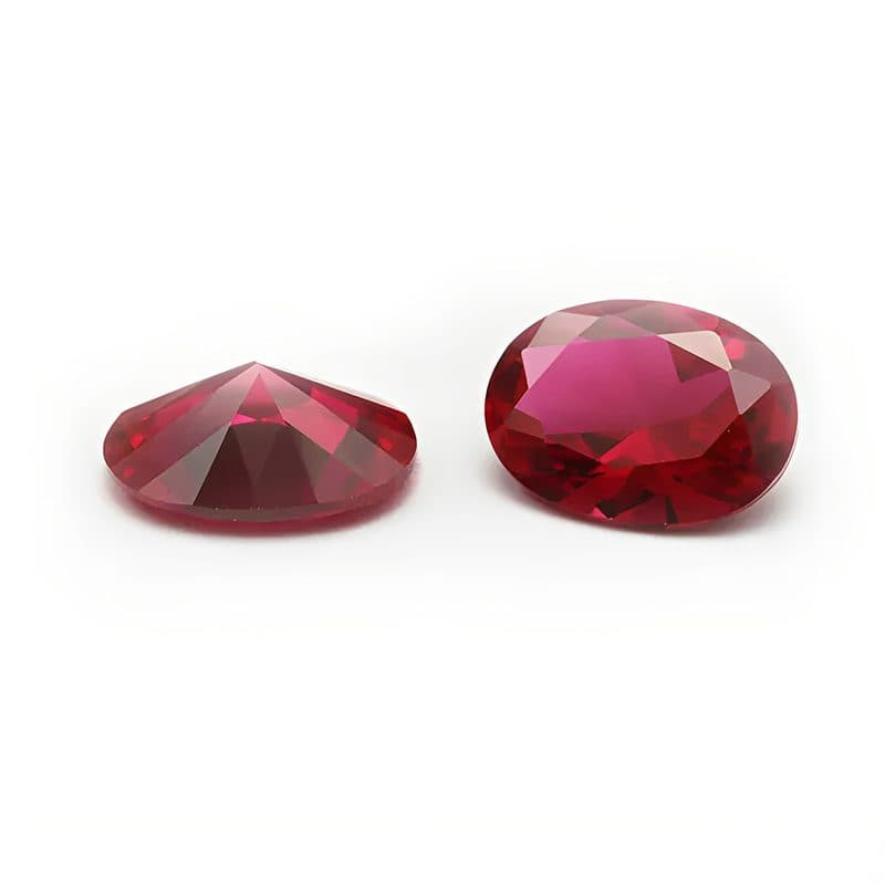 2*3mm-15*20mm Egg-shaped Pointed Bottom No.5 Synthetic Ruby Facet, Oval No.5 Red Corundum Loose Stone