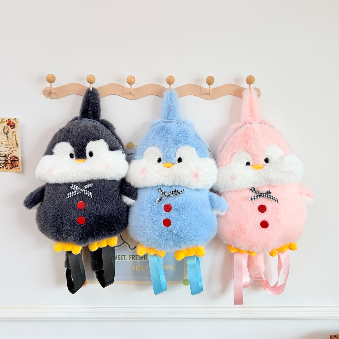 New Cartoon Penguin Cute Contrast Color Fresh Backpack Sweet Backpack Campus Travel High Appearance Lightweight Backpack