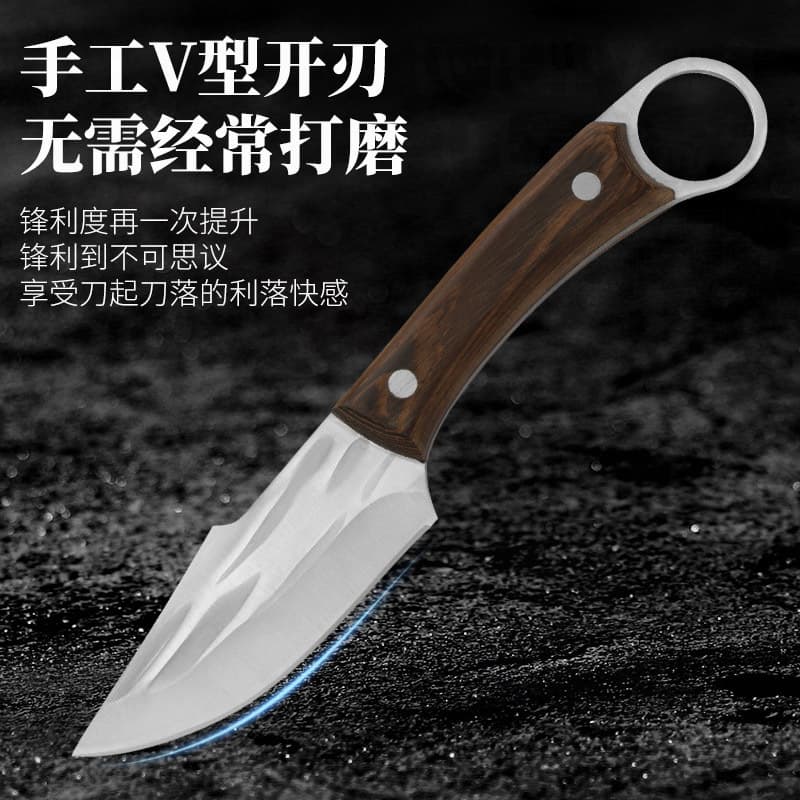 Hand-forged Small Knife with Chicken Wing Wood Handle, Meat Knife for Outdoor Camping, Ring Boning Knife, Meat Cutting Knife, Fruit Knife