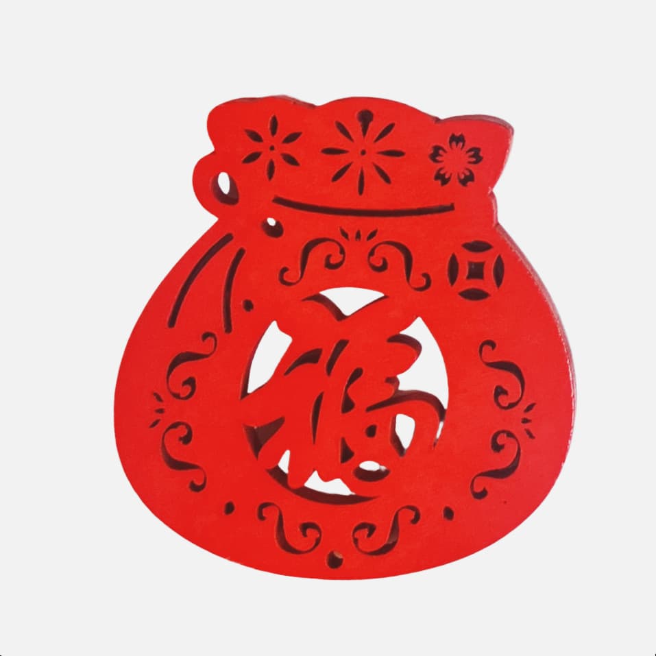 New Year Wish Plaque Accessories, Hollow-Out Wooden Plaques, Auspicious Peace Blessings Hangers, Wooden DIY Parts