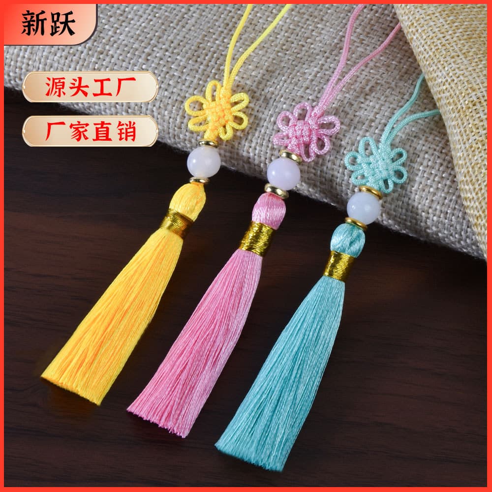Chinese knot ready-made pendant 22-color small tassels USB flash drive phone case tassel small hanging ornament bookmark accessory tassel
