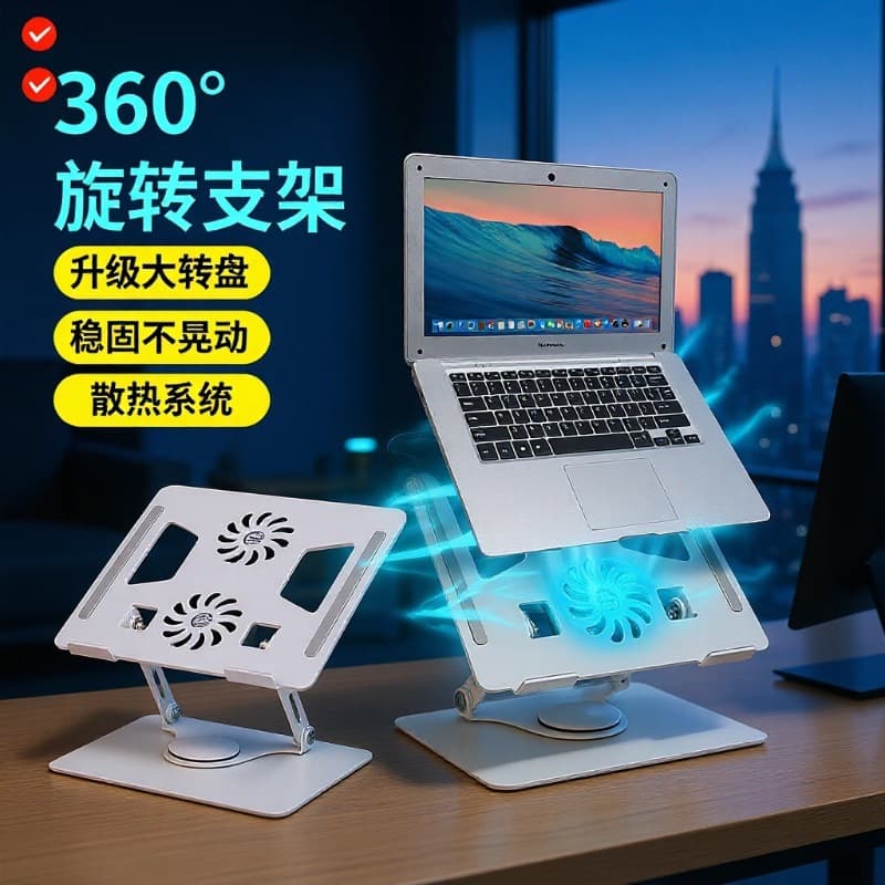 Aluminum alloy laptop stand rotating computer stand lift cooling stand flat rack desktop heightening reading bookshelf