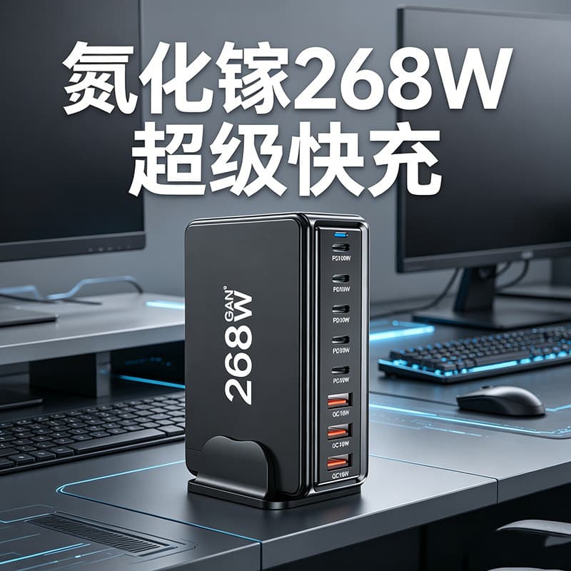 Cross-border 268W GaN Charger 20V5A Universal Desktop Multi-Port for Phones, Tablets, and Laptops