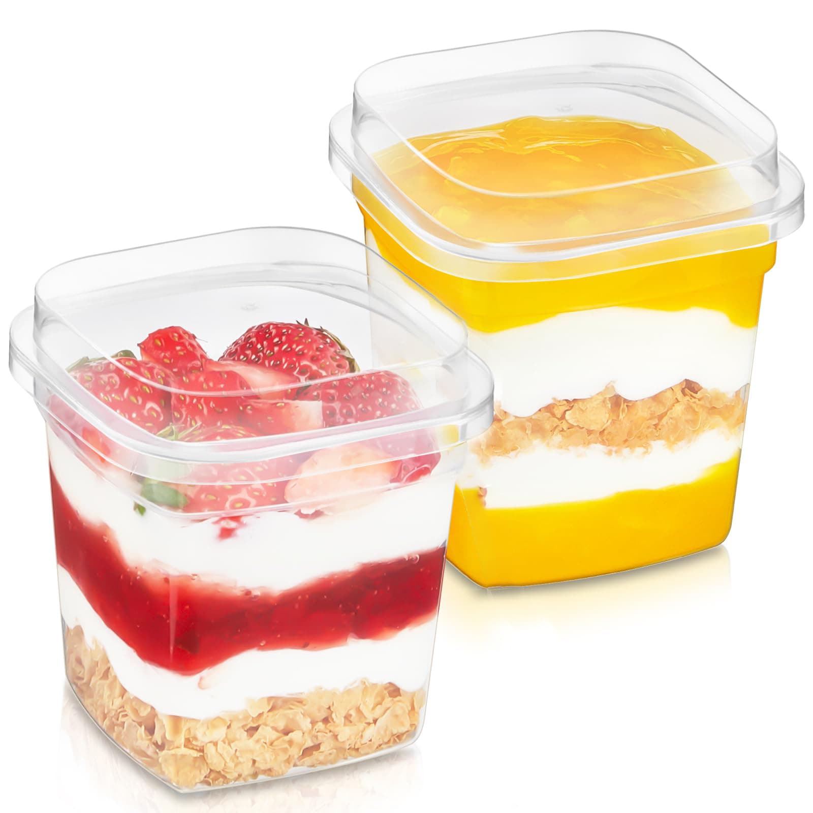 Pudding Cup with Lid Double Leather Milk Cup Disposable Dessert Jelly Cream Frozen Box Packing Sour Milk Cup Plastic Cup
