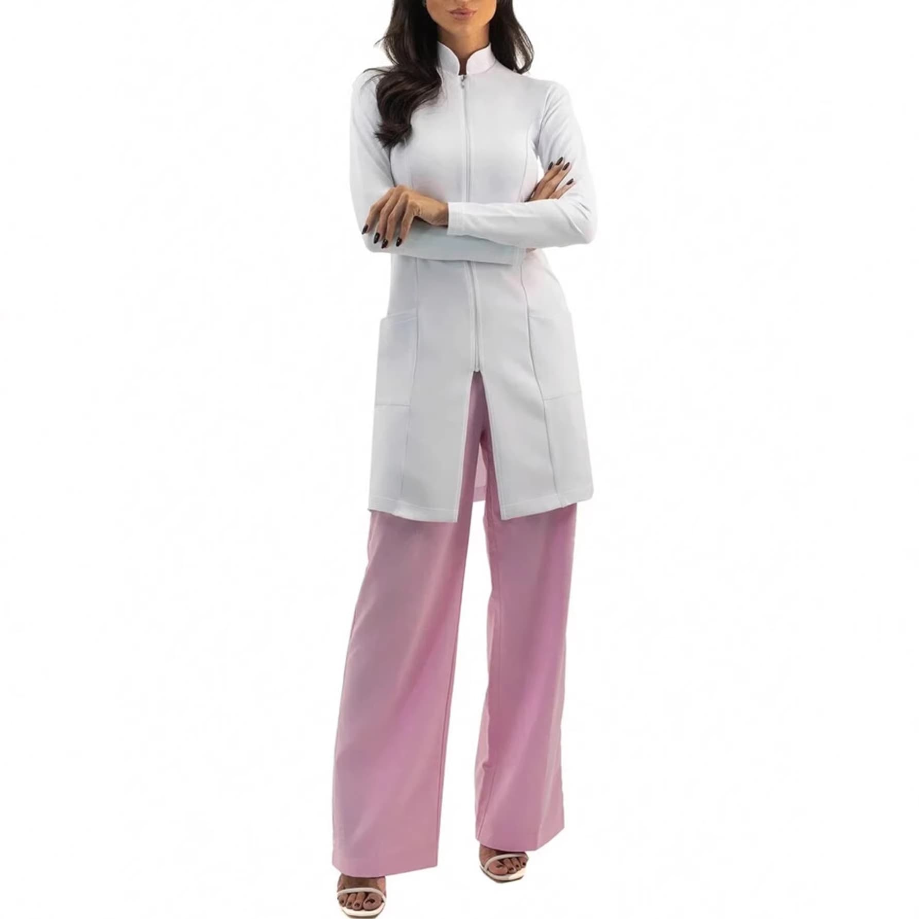 Cross-Border White Jacket Guangzhou Summer Fashion New Long-Sleeved Women's Clothing Women's Medical Clothing Work Clothes