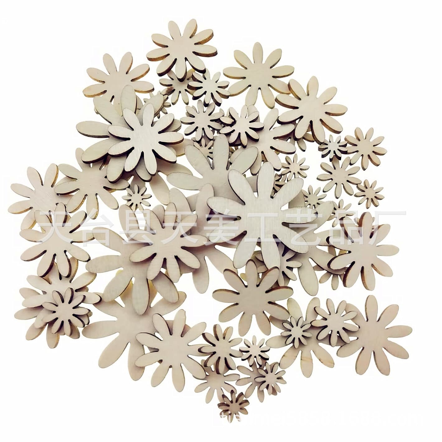 Factory Direct Wooden Handcraft Educational Painted Sunflower Chrysanthemum Wood Pieces Kindergarten Creative Graffiti Flowers