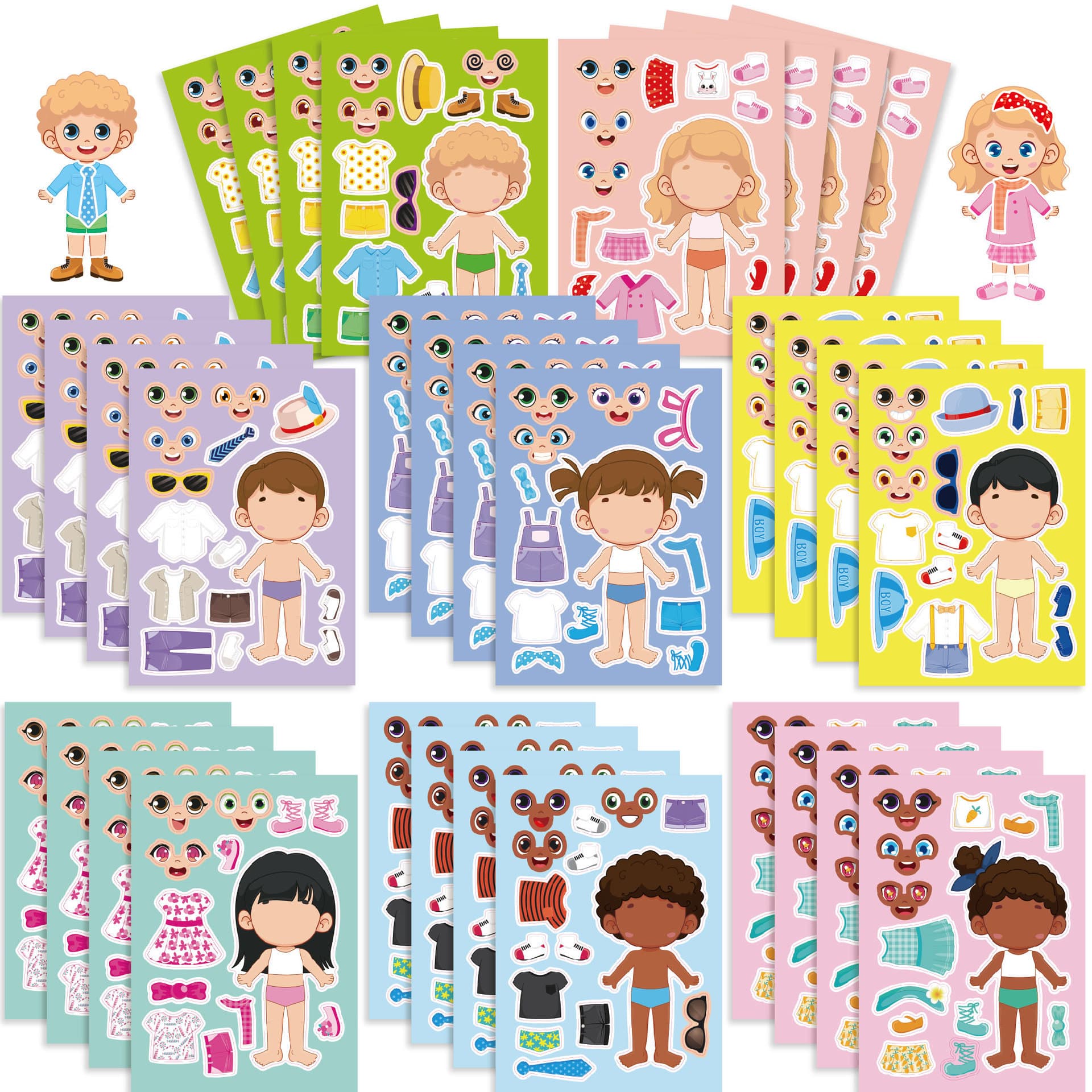 CM2505001 Boys and Girls Kids Anime Cartoon Parent-Child Interactive Educational Puzzle DIY Face Stickers