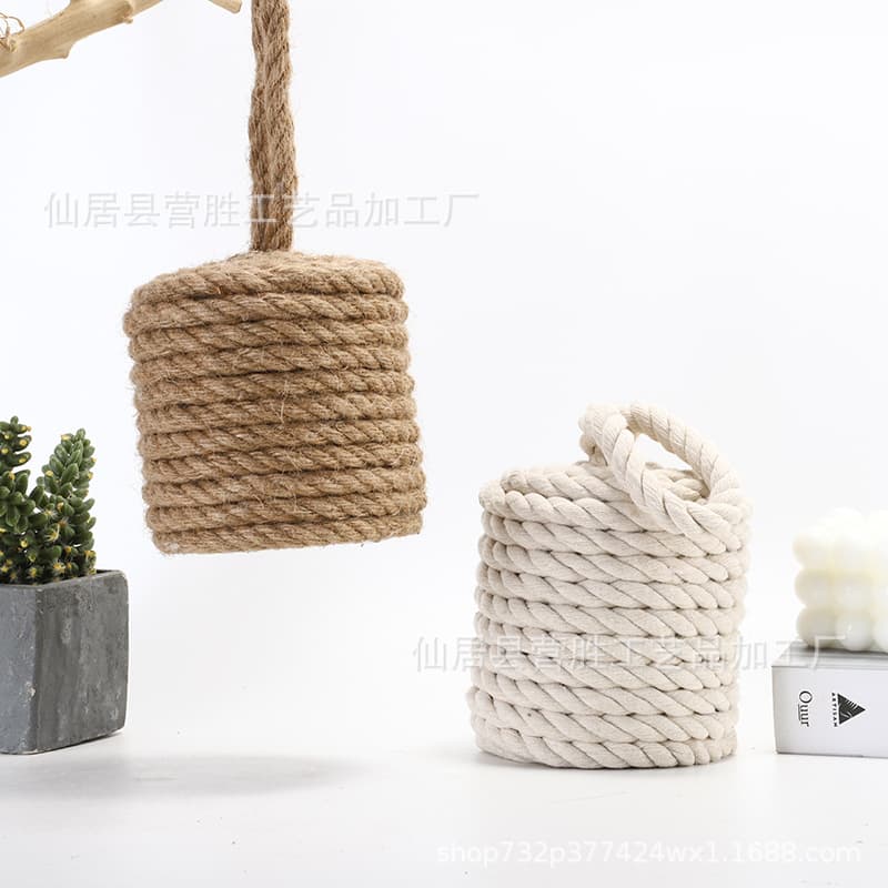 Hemp Rope Creative Draft Stopper - Woven Doorstop, INS Cylindrical Door Holder for Home, Bar, Restaurant