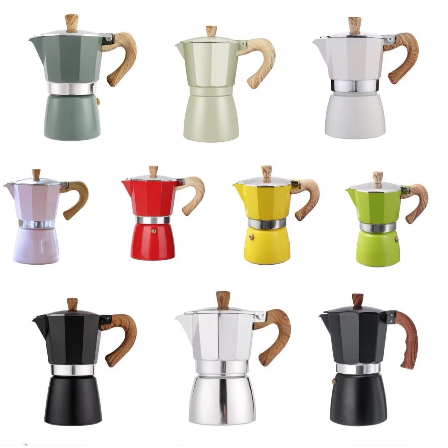 Coffee Pot Set: Turkish Aluminum Octagon Pot and Italian Moka Pot for European-Style Brewing