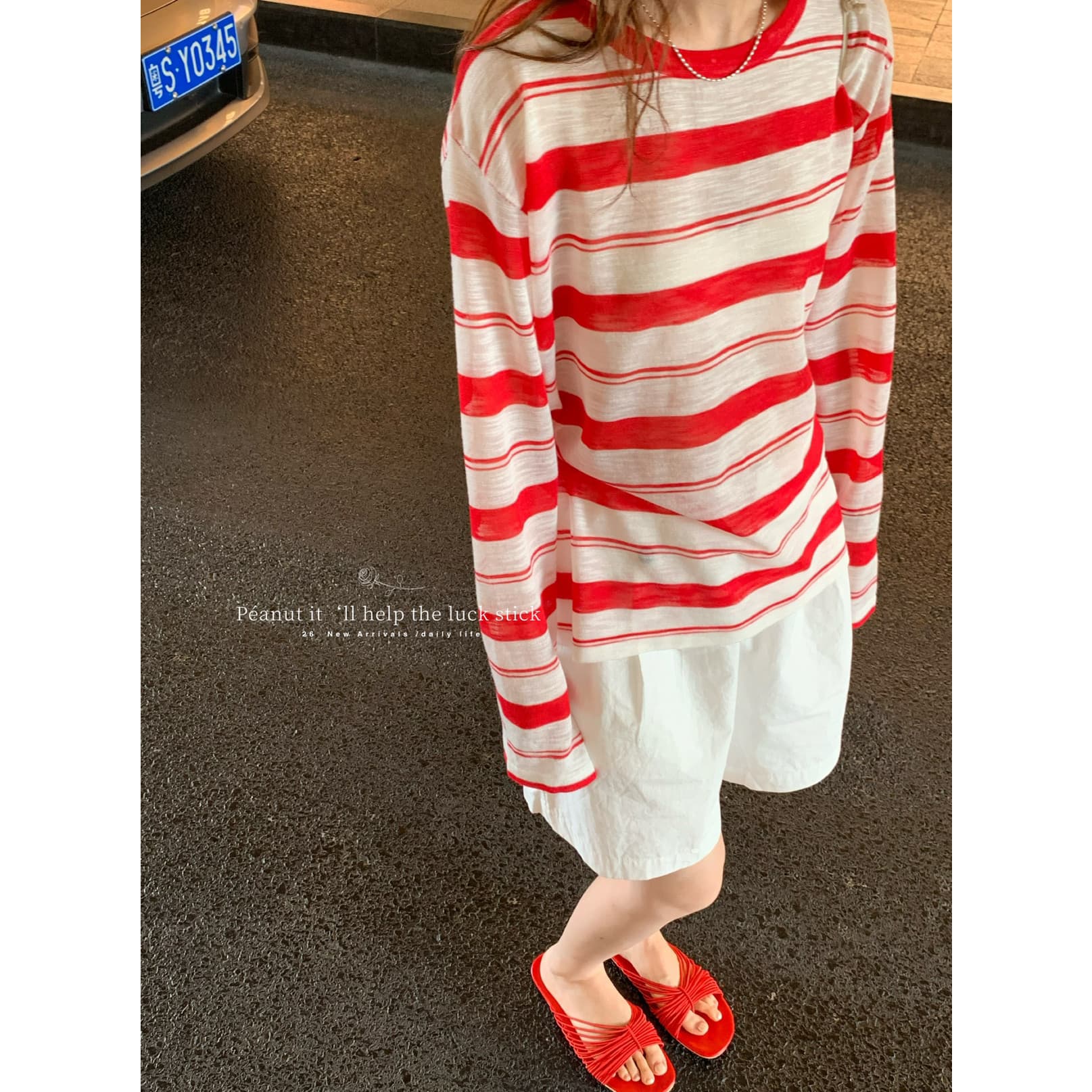 Peanut Home - Striped Sun-Protective High-Photo-Ready Knit Sweater 1863