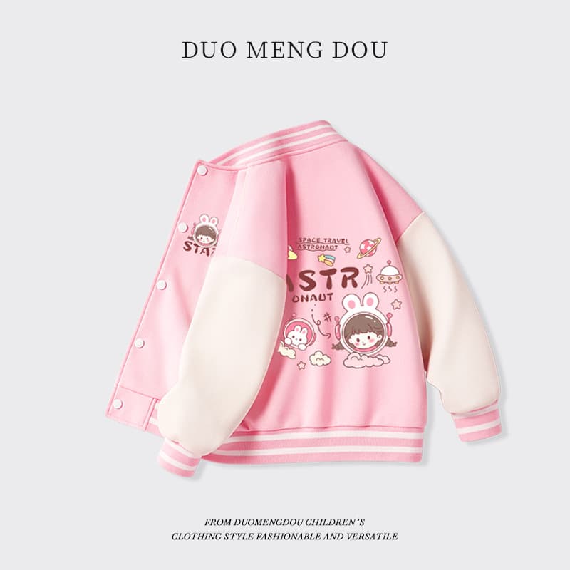 Girls' Baseball Jacket Coat Big Kid Spring Single Button Clothes Girl Spring Autumn Outerwear Children's Versatile Kids Wear