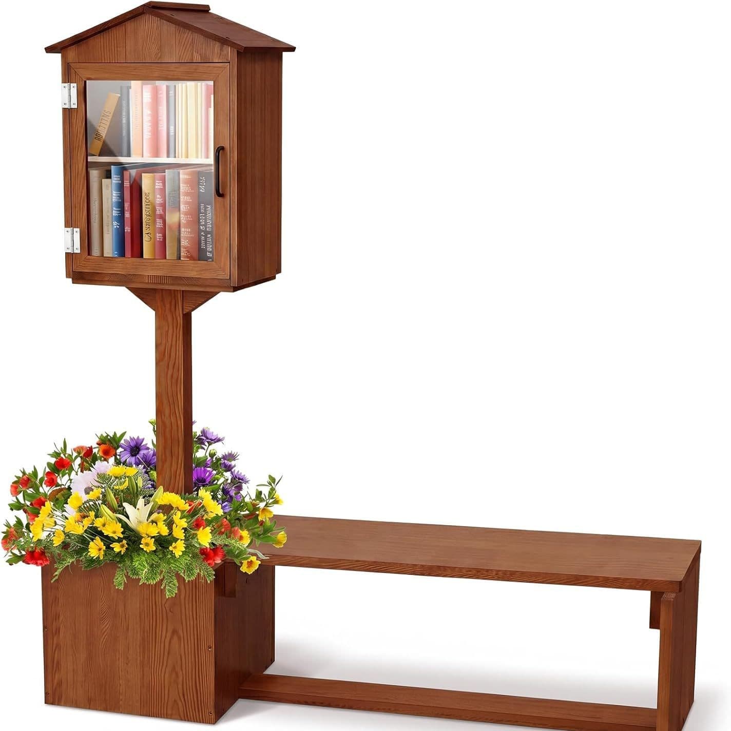 Cross-border wooden outdoor library school book box literature exchange box mail envelope storage box bookshelf