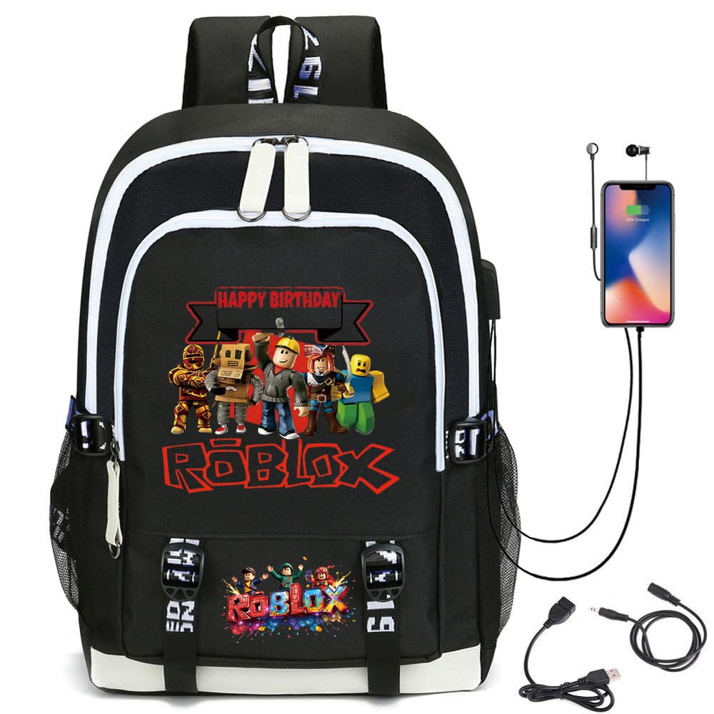 Hot-Selling In-Stock Roblox Virtual World Themed Backpack for Primary and Secondary School Students with USB Port, Backpack, and Laptop Bag