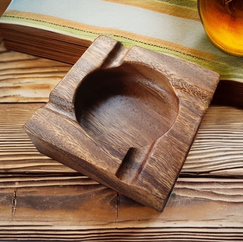 Walnut Ashtray Cross-Border Large Groove Solid Wood Cigar Ashtray Large Size Living Room Office Simple Decoration