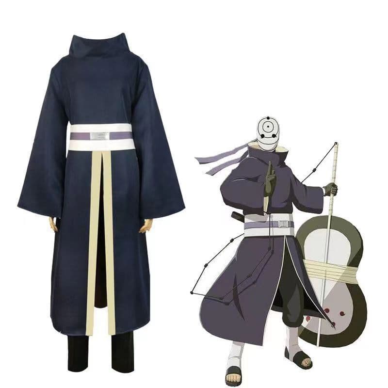 Anime Naruto Uchiha Obito Akatsuki Tobi Costume Cosplay White Mask Mysterious Person Prop