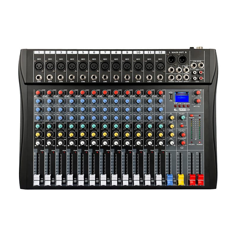 12-Channel Mixing Console Stage Professional Mixer Bar Audio DJ USB Sound Card Recording Bluetooth DJ Mixer