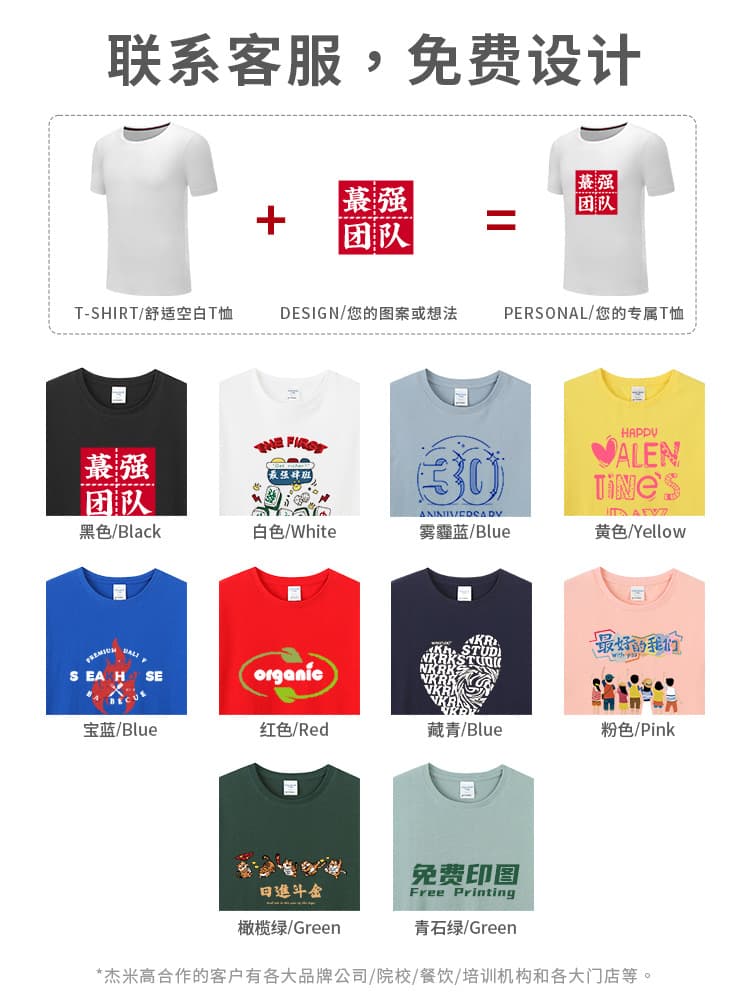 Custom T-Shirt Work Uniform with Logo Printing Class Shirt Pure Cotton Crew Neck Short Sleeve Corporate Team Advertising Culture Shirt Workwear