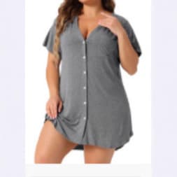 Amazon cross-border e-commerce platform for plus-size women's loungewear, cardigan, short-sleeved modal cotton nightgown for women.