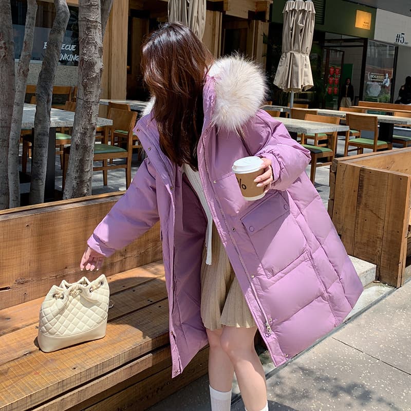2025 New Korean Style Slim-Fit Hooded Raccoon Fur Collar Curvy Women Extra Large Down Jacket Slimming Thick Coat 242