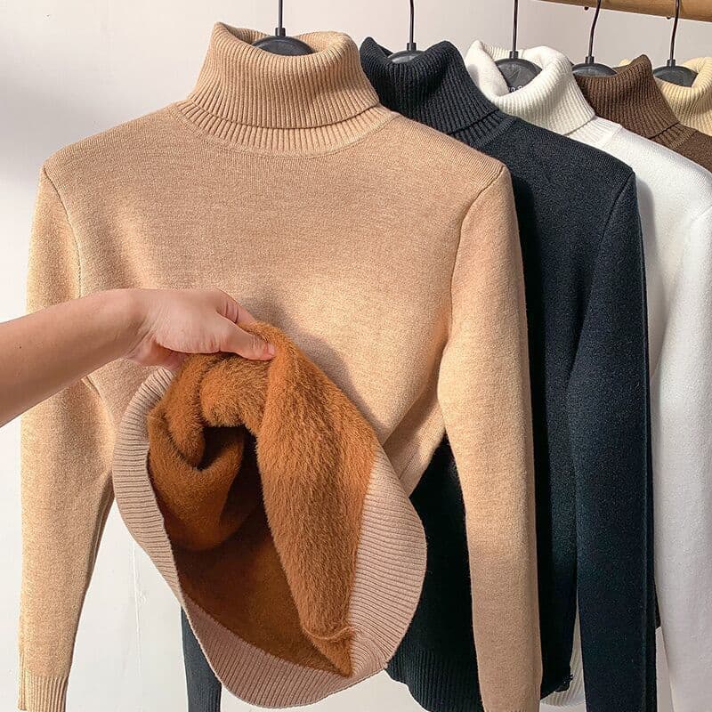 Women's Lapel Sweater, Fleece-Lined and Thickened, 2026 Fall/Winter New Arrival, Integrated Mink Velvet Inner Layer Top, Women's Winter Thermal Base Layer