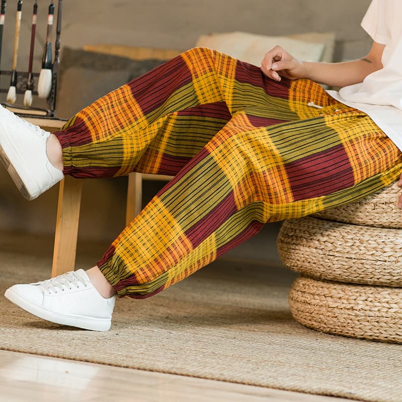 Summer New Trendy Chinese Style Men's Casual Pants Thin Cotton Linen Harem Pants Retro Men's Lantern Pants Wholesale