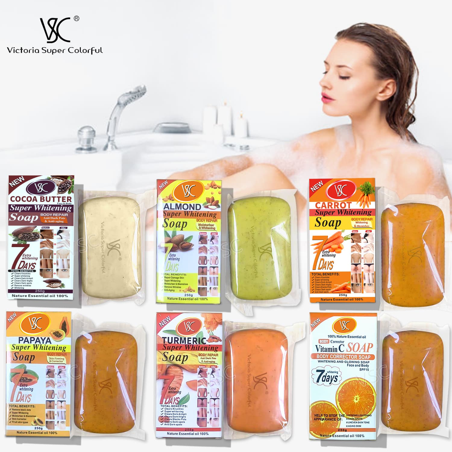 Cross-border trade turmeric bath soap, whitening soap, deep cleansing, oil control, facial and body soap, 250g