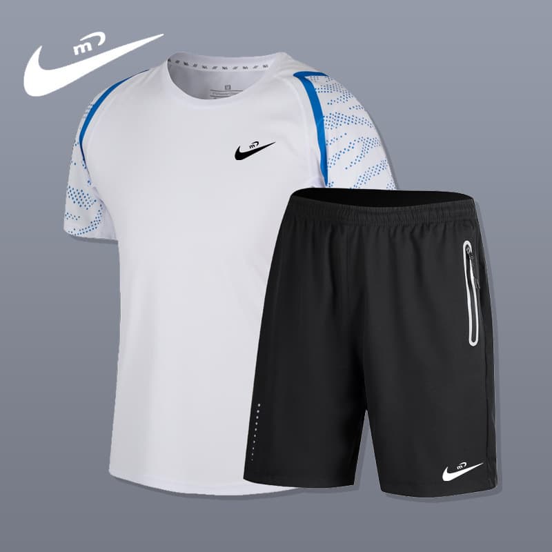 Men's Summer Sport Suit Short Sleeve T-Shirt Casual Loose Quick-Dry Shorts 2-Piece Set