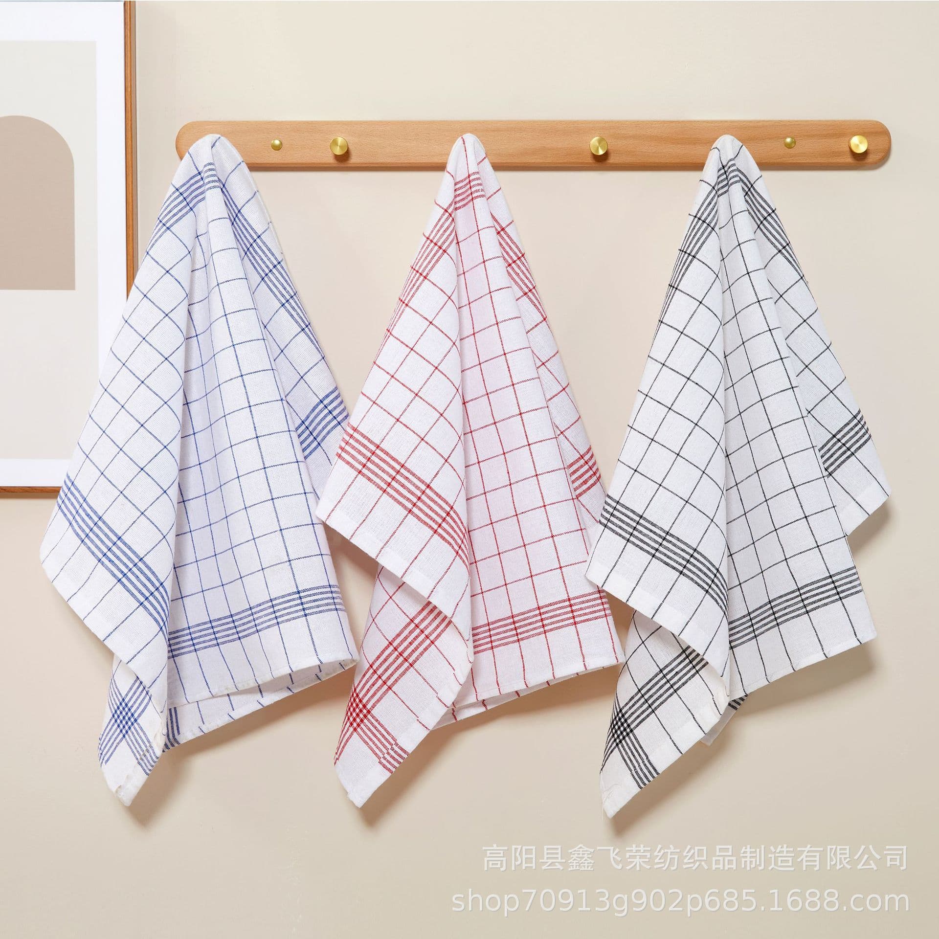 Cross-border labeling and marking services available. Hot-selling European and American classic yarn-dyed plaid tea towels and kitchen cloths.