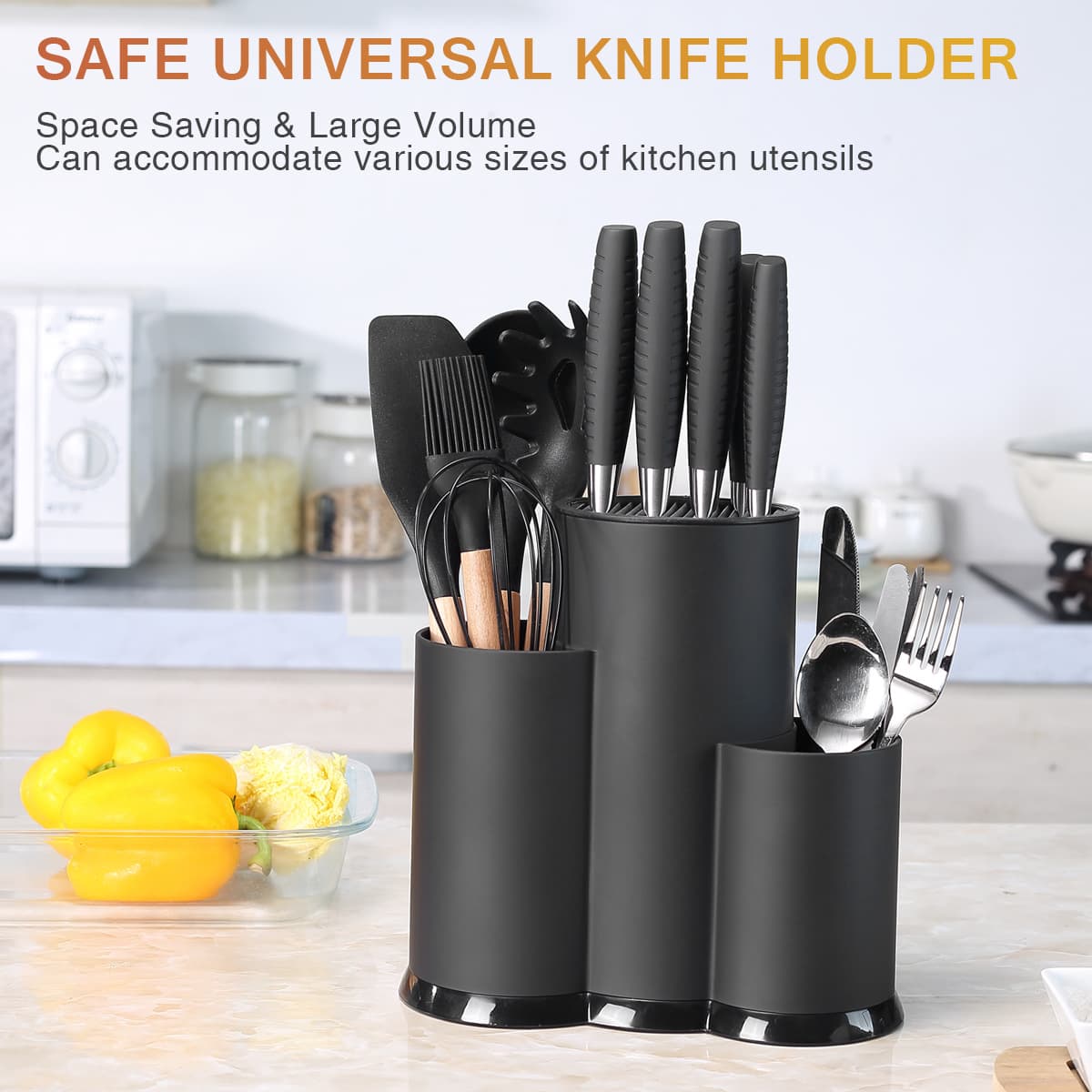 Cross-border Free Insert Knife Holder Multi-functional Knife Block Chopstick Holder Kitchen Storage Anti-slip Rubber-plastic Knife Rack Kitchen Organizer