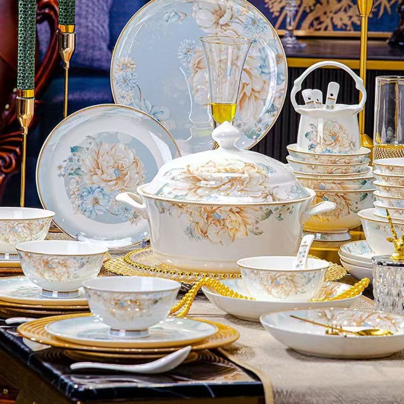 2026 Gift Wholesale Jingdezhen Ceramic Dinnerware Bowl and Plate Set Home Use Chinese Bone China Bowl and Dish Combination