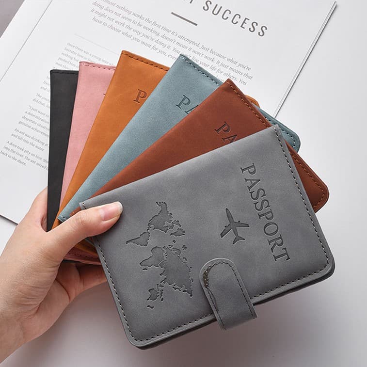 pu leather passport protective cover ready-made buckle passport holder multi-functional durable anti-magnetic anti-theft document passport bag