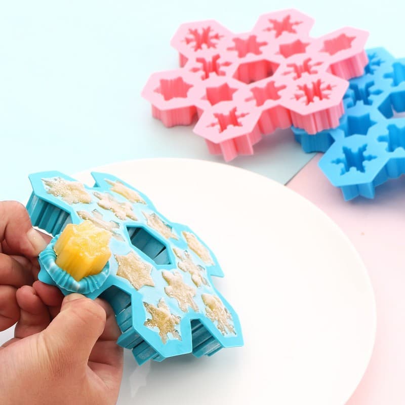 DIY Snowflake Ice Cube Tray Mold 12-Cavity Christmas Snowflake Silicone Ice Cube Mold Snowflake Chocolate Mold Cake Silicone Mold