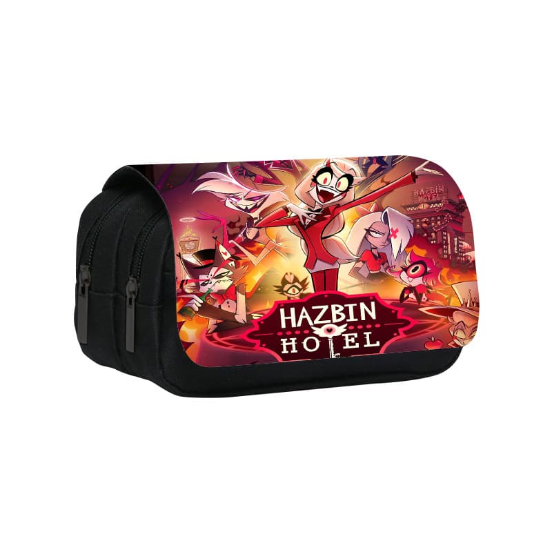 New printed double-layer pencil bag Hell Inn-Alasto Hazbin Hotel primary and secondary school student pencil bag