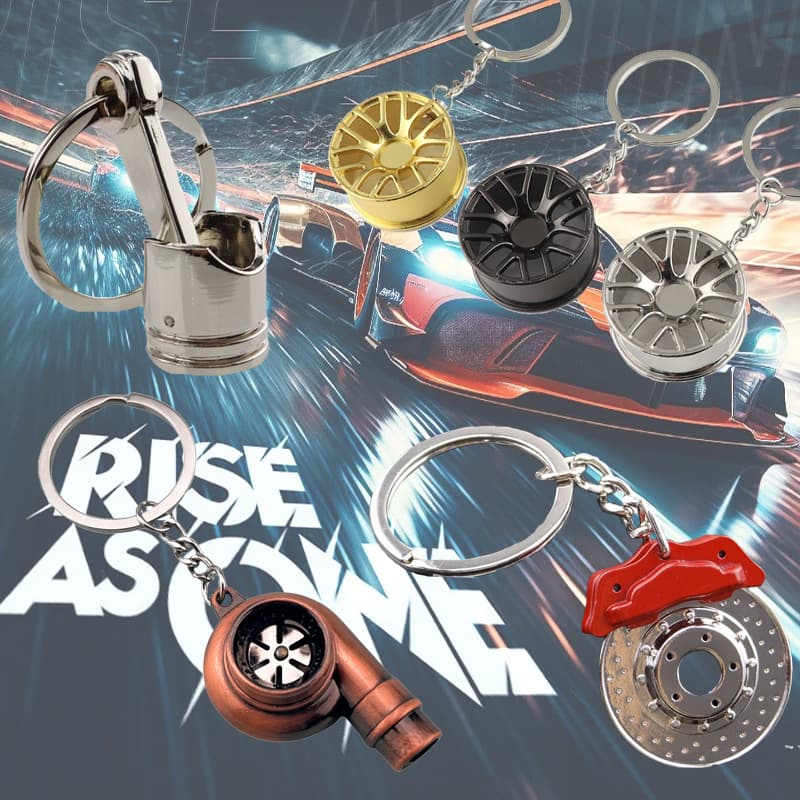 Turbo Keychain Pendant Metal Wheel Hub Creative Brake Pad Car Accessories Modification Small Gift Car