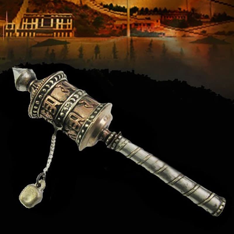 Handmade gold wheel, hand-cranked gold bucket, Tibetan-style portable gold-turning device, small and exquisite, pure copper.