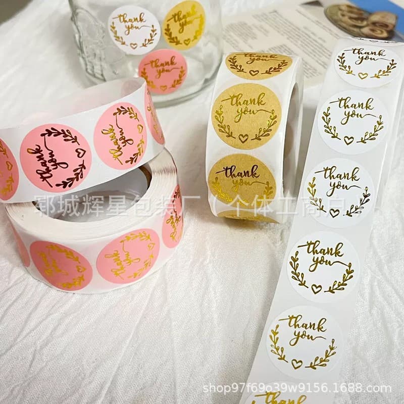 Wholesale Self-Adhesive Labels Thank You Baking Labels Creative Floral Wedding Decoration Labels Sealing Stickers Roll Labels