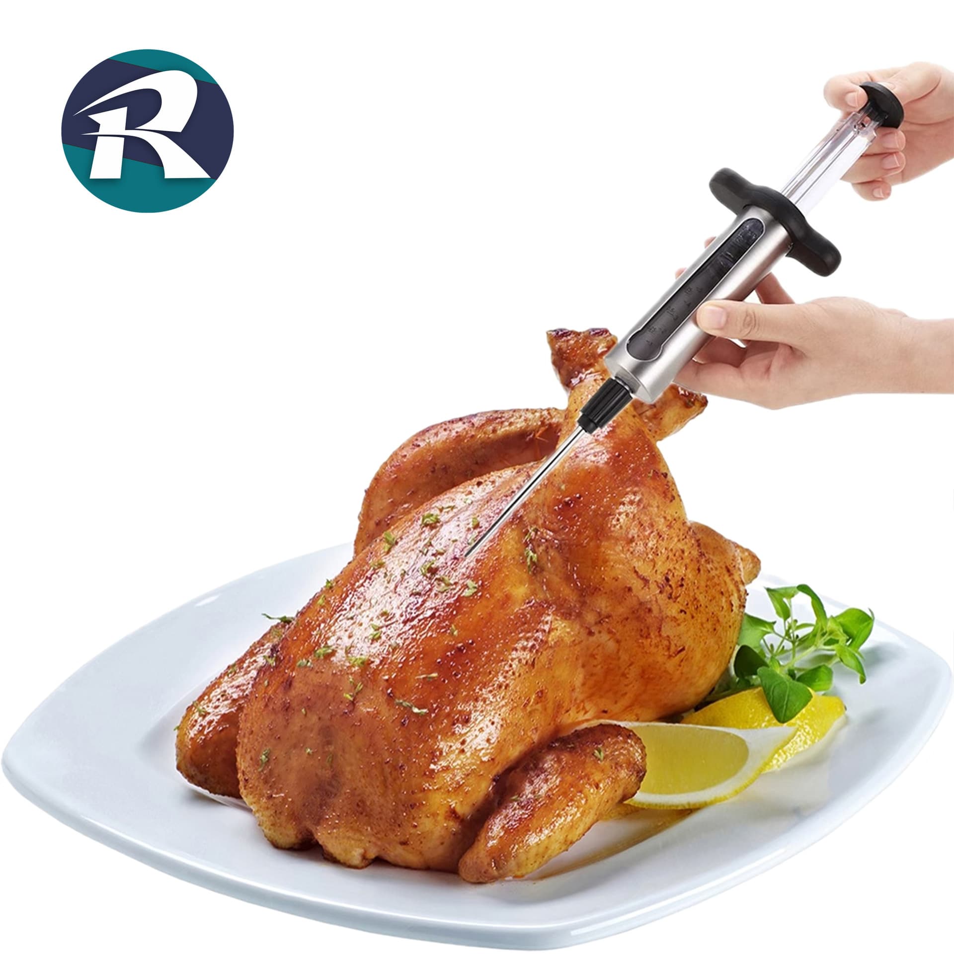 304 Stainless Steel Turkey Needle Meat Injector Dual-Needle Turkey Seasoning Pump Barbecue Tool Outdoor Seasoning
