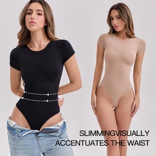 Short Sleeve Bodysuit Shapewear for Women Seamless Tummy Control Hip Lift High Elastic Breathable Plus Size Inner Wear Cross-Border Hot Selling Wholesale