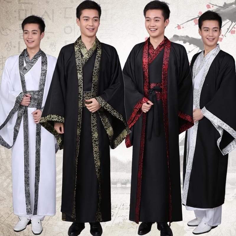 Ancient Costume Men's Hanfu Scholar Straight Robe and Overcoat Qin Dynasty Spring and Autumn Warring States Three Kingdoms Official Robe Han Dynasty Minister Ancient