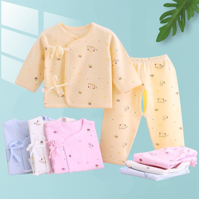 Newborn Baby Clothes Pure Cotton Underwear Newborn Baby Monk Suit Postpartum Baby Set Four Seasons Two-Piece Set