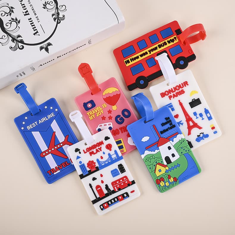 Creative Cartoon Soft Rubber Luggage Tag Holder, Silicone Carry-on Baggage Tag, PVC Luggage Tag