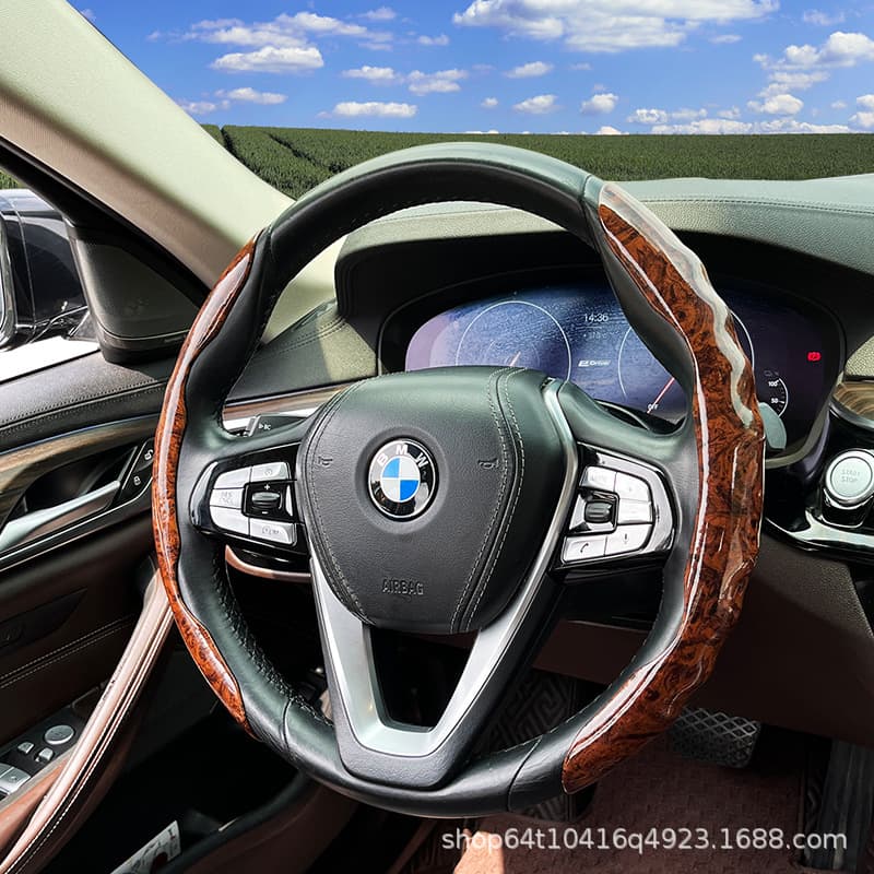 Cross-border wavy peach wood grain car steering wheel cover ultra-thin four-season anti-slip steering wheel cover Amazon wholesale