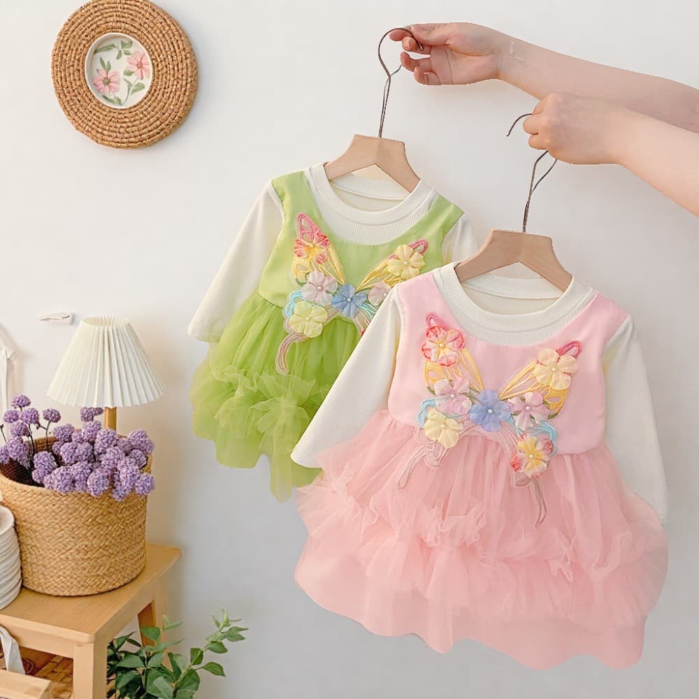 2025 New Baby Girl Dress Butterfly Princess Fairy Dress Mesh Gown for Toddlers and Kids Birthday