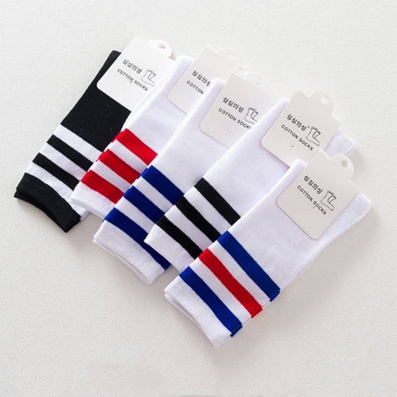 Children's Socks Striped Cotton Three Stripes Children's Socks Rainbow Strips Boys Girls Socks Student Socks Wholesale
