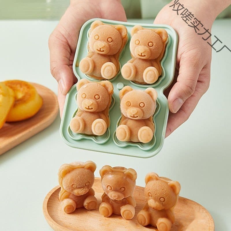 Trendy Creative Bear Ice Cube Mold, Food-Grade Silicone Ice Tray for Coffee, Milk Tea, and Homemade Ice Cubes