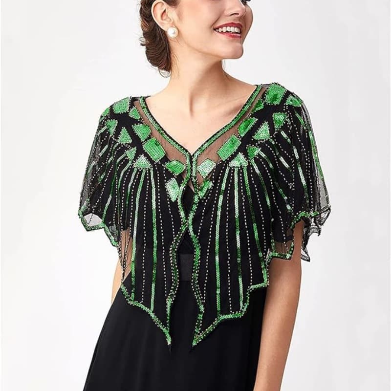 One-piece dropshipping women's shawl outerwear, European and American style short cardigan, versatile thin sequined dress beaded jacket