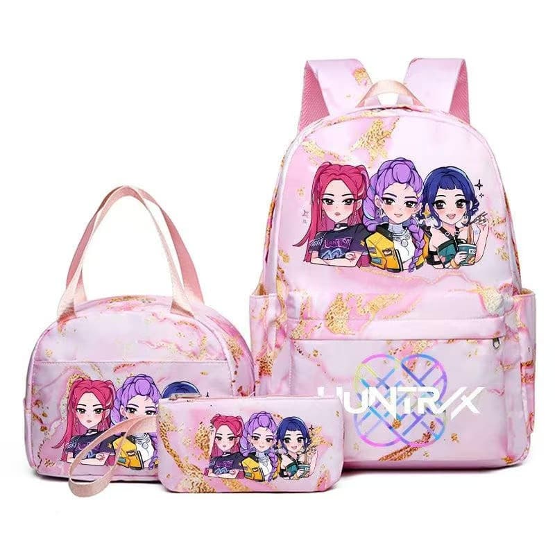 2026 Kpop girl group printed backpack student school bag three-piece set 2026 new Kpop witch hunter girl group school bag