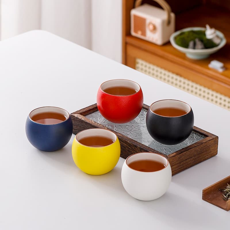 Black Gloss Pure Color Master Cup Dragon Egg Cup Ceramic Home Personal Single Cup Kung Fu Tea Set Tea Tasting Cup